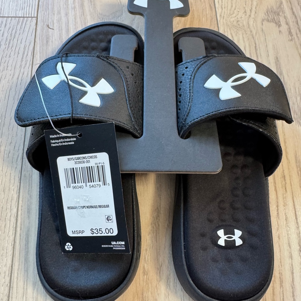 Under Armour Boys Black Slide Sandals